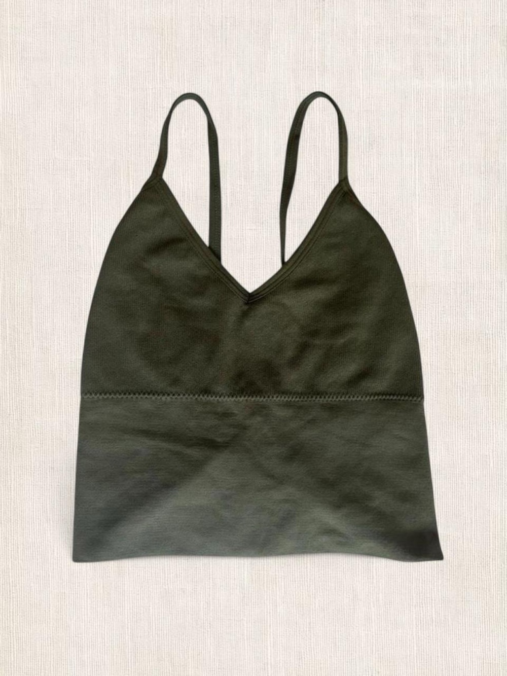 Olive green V-Neck Spandex Bralette